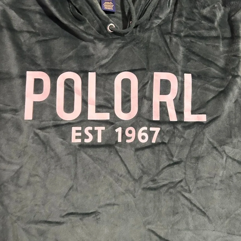 Polo Ralph Lauren Mens M Green Velour Hoodie POLO RL EST 1967 Sleepwear